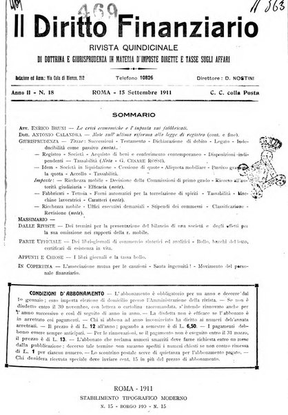 Il diritto finanziario rivista quindicinale di dottrina e giurisprudenza in materia d'imposte dirette e tasse sugli affari