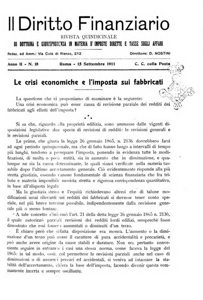 Il diritto finanziario rivista quindicinale di dottrina e giurisprudenza in materia d'imposte dirette e tasse sugli affari