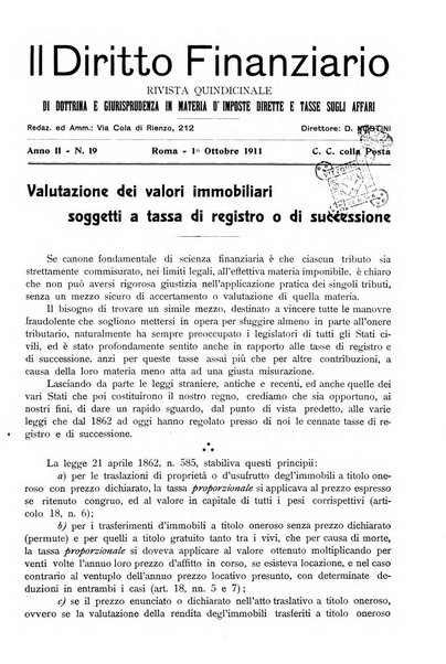 Il diritto finanziario rivista quindicinale di dottrina e giurisprudenza in materia d'imposte dirette e tasse sugli affari