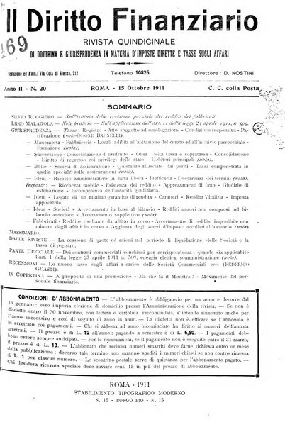 Il diritto finanziario rivista quindicinale di dottrina e giurisprudenza in materia d'imposte dirette e tasse sugli affari