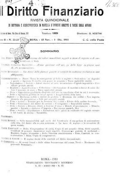 Il diritto finanziario rivista quindicinale di dottrina e giurisprudenza in materia d'imposte dirette e tasse sugli affari