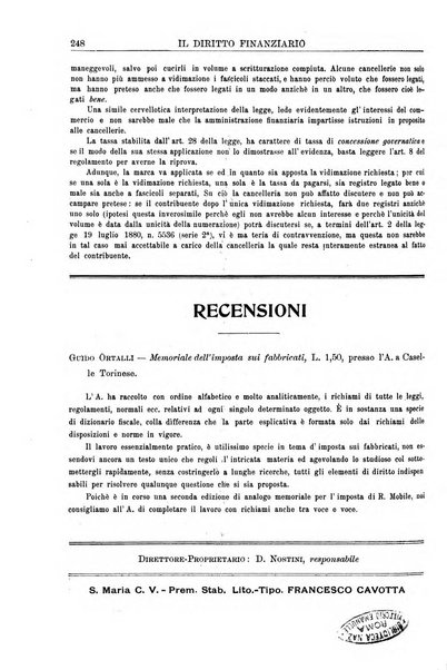 Il diritto finanziario rivista quindicinale di dottrina e giurisprudenza in materia d'imposte dirette e tasse sugli affari