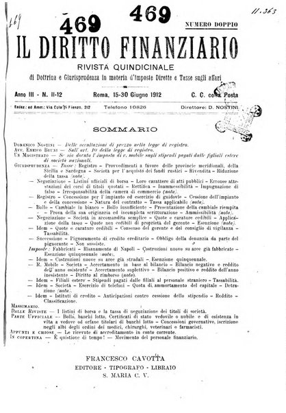 Il diritto finanziario rivista quindicinale di dottrina e giurisprudenza in materia d'imposte dirette e tasse sugli affari