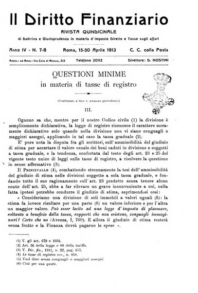 Il diritto finanziario rivista quindicinale di dottrina e giurisprudenza in materia d'imposte dirette e tasse sugli affari