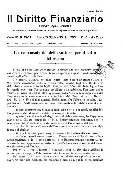 Il diritto finanziario rivista quindicinale di dottrina e giurisprudenza in materia d'imposte dirette e tasse sugli affari