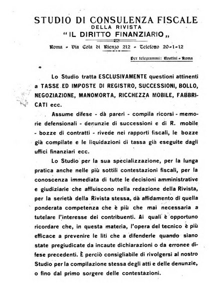 Il diritto finanziario rivista quindicinale di dottrina e giurisprudenza in materia d'imposte dirette e tasse sugli affari