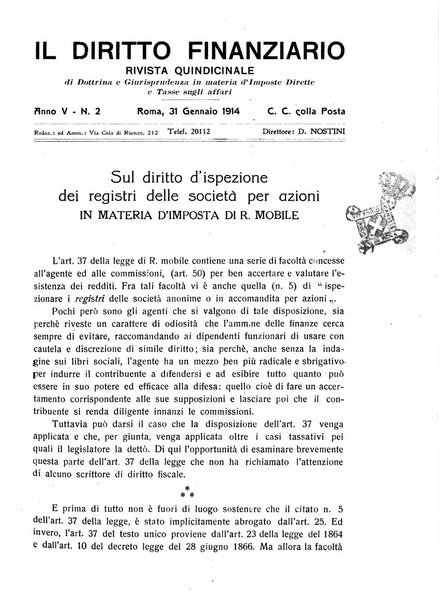 Il diritto finanziario rivista quindicinale di dottrina e giurisprudenza in materia d'imposte dirette e tasse sugli affari