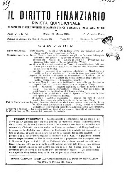 Il diritto finanziario rivista quindicinale di dottrina e giurisprudenza in materia d'imposte dirette e tasse sugli affari