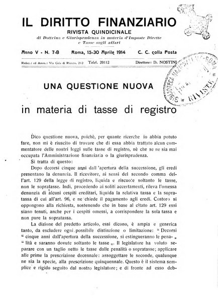 Il diritto finanziario rivista quindicinale di dottrina e giurisprudenza in materia d'imposte dirette e tasse sugli affari