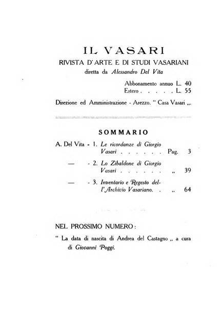 Il Vasari rivista d'arte e di studi vasariani