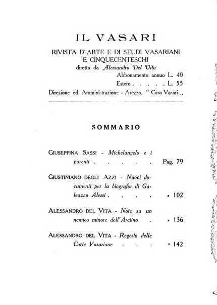 Il Vasari rivista d'arte e di studi vasariani