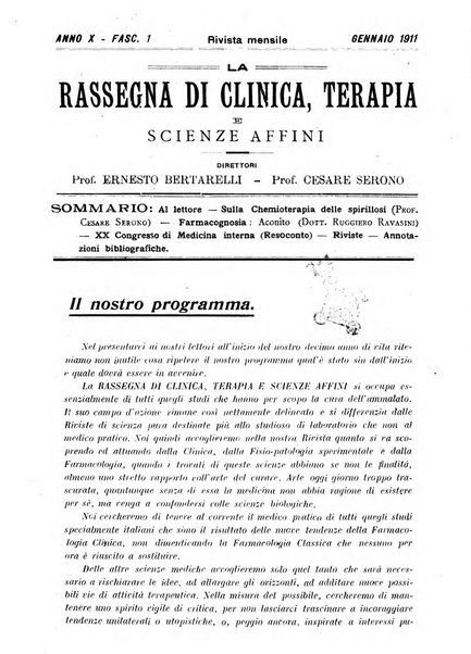 La rassegna di clinica, terapia e scienze affini