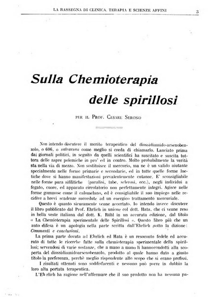 La rassegna di clinica, terapia e scienze affini