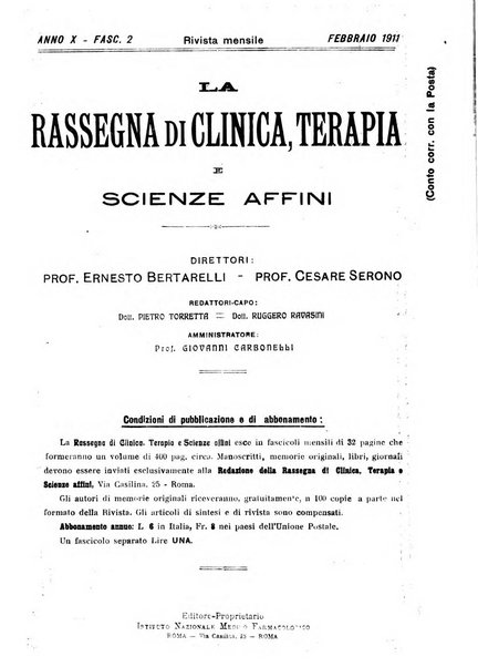 La rassegna di clinica, terapia e scienze affini