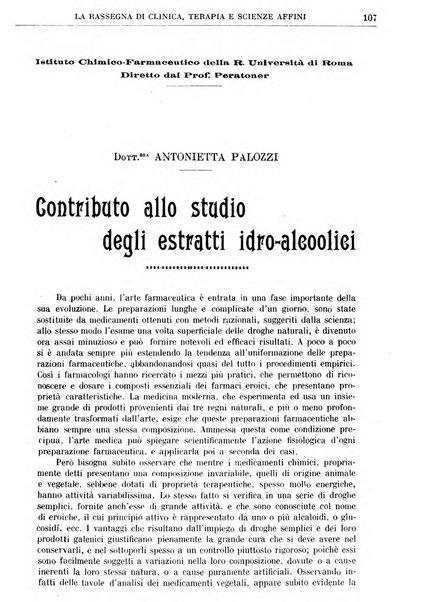 La rassegna di clinica, terapia e scienze affini