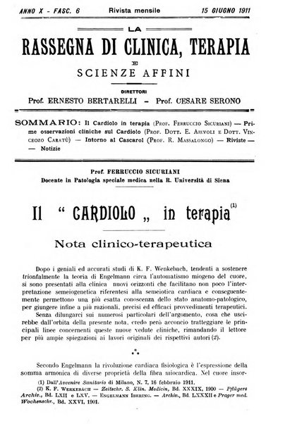 La rassegna di clinica, terapia e scienze affini