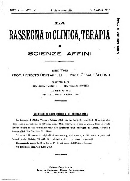 La rassegna di clinica, terapia e scienze affini