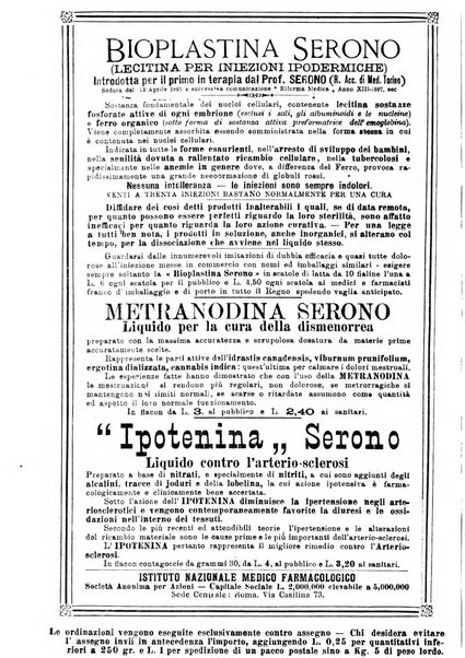 La rassegna di clinica, terapia e scienze affini