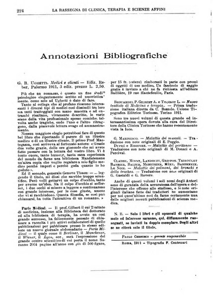 La rassegna di clinica, terapia e scienze affini