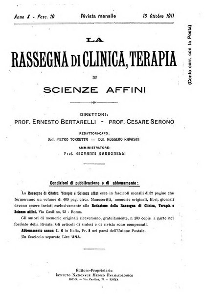 La rassegna di clinica, terapia e scienze affini