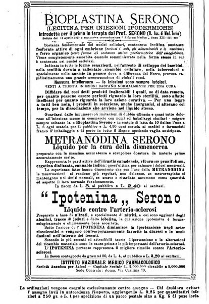 La rassegna di clinica, terapia e scienze affini