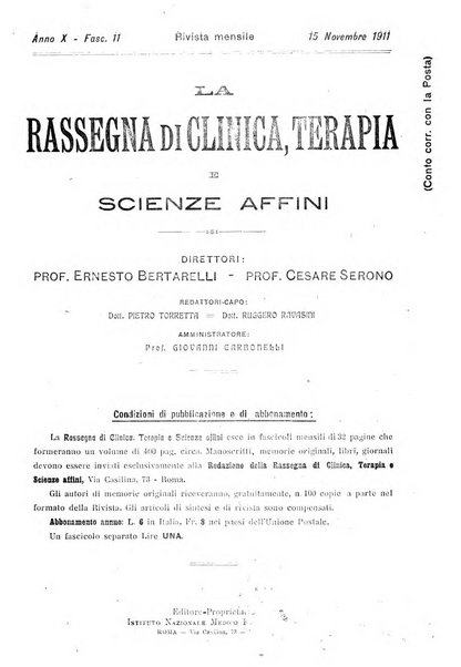 La rassegna di clinica, terapia e scienze affini