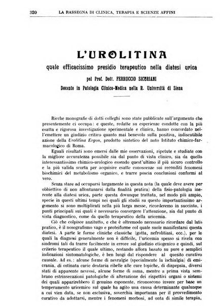 La rassegna di clinica, terapia e scienze affini