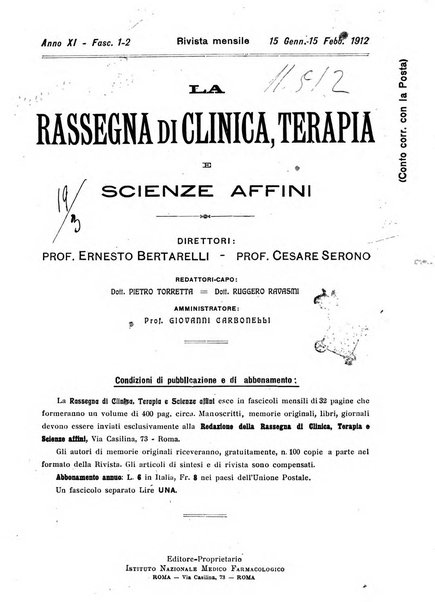 La rassegna di clinica, terapia e scienze affini