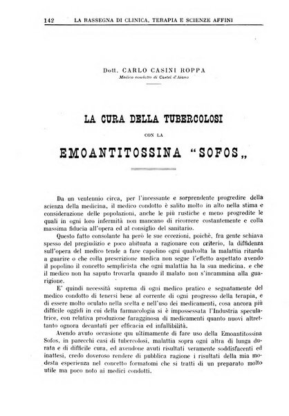 La rassegna di clinica, terapia e scienze affini