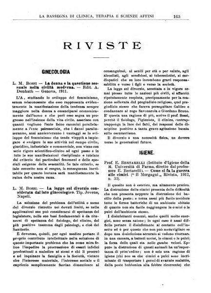 La rassegna di clinica, terapia e scienze affini