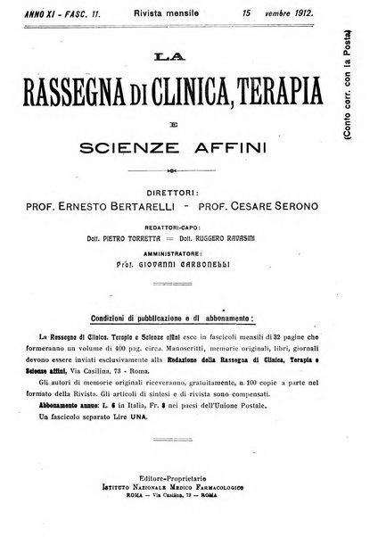 La rassegna di clinica, terapia e scienze affini