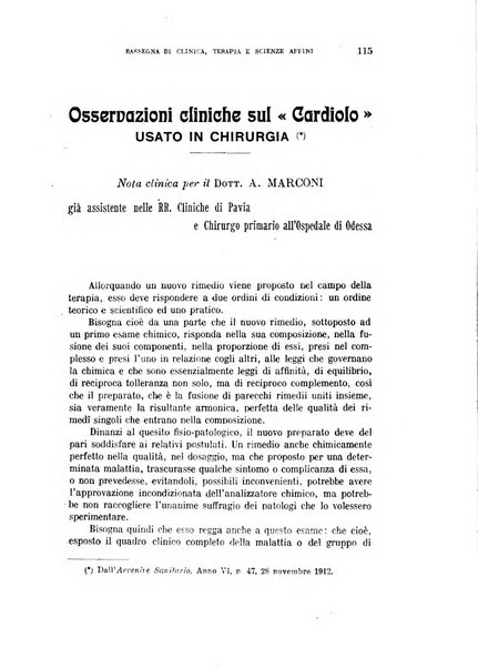 La rassegna di clinica, terapia e scienze affini