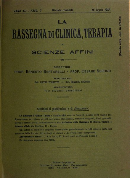 La rassegna di clinica, terapia e scienze affini