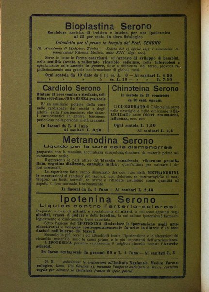 La rassegna di clinica, terapia e scienze affini