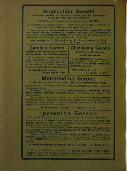 La rassegna di clinica, terapia e scienze affini