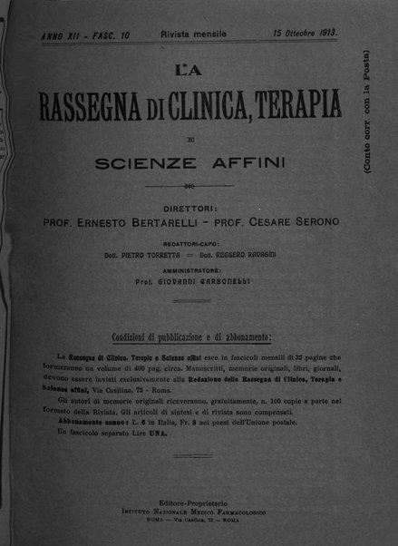 La rassegna di clinica, terapia e scienze affini