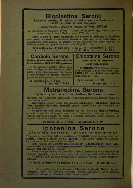 La rassegna di clinica, terapia e scienze affini