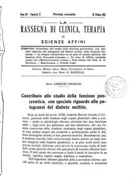 La rassegna di clinica, terapia e scienze affini