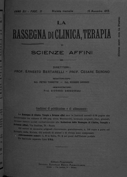 La rassegna di clinica, terapia e scienze affini