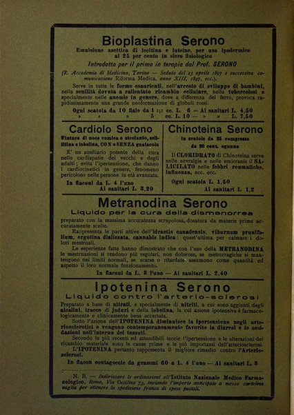 La rassegna di clinica, terapia e scienze affini