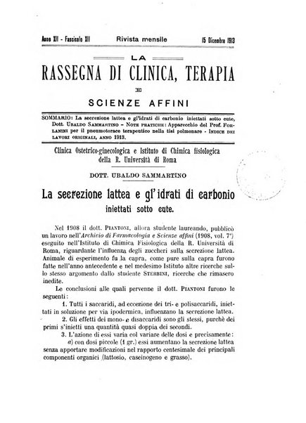 La rassegna di clinica, terapia e scienze affini