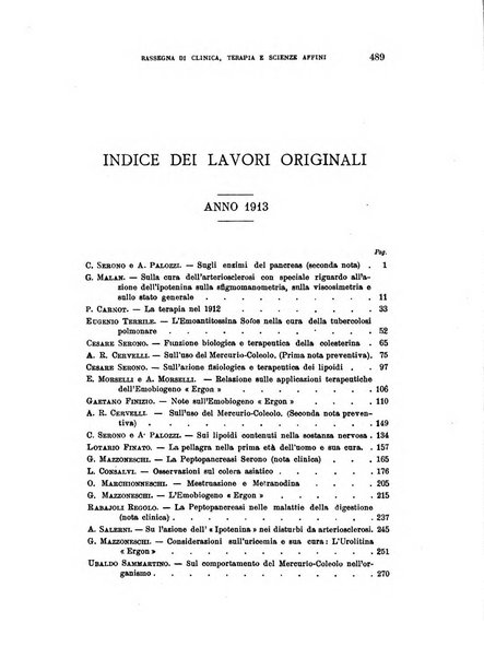 La rassegna di clinica, terapia e scienze affini