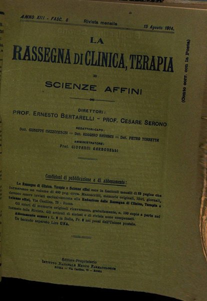 La rassegna di clinica, terapia e scienze affini