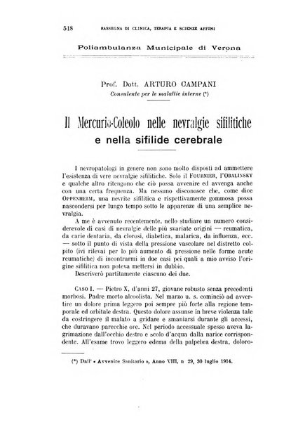 La rassegna di clinica, terapia e scienze affini