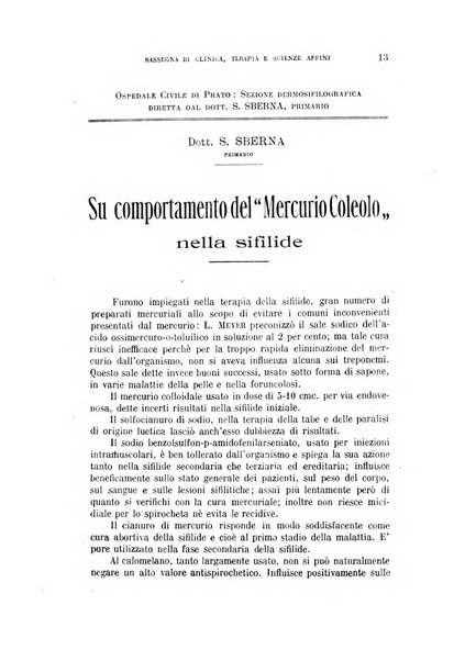 La rassegna di clinica, terapia e scienze affini