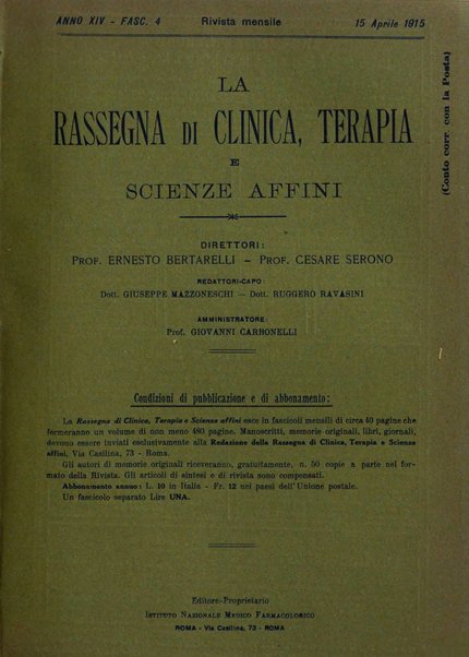 La rassegna di clinica, terapia e scienze affini