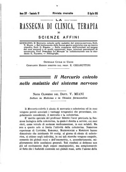 La rassegna di clinica, terapia e scienze affini