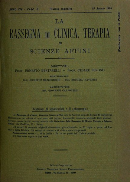 La rassegna di clinica, terapia e scienze affini