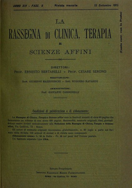 La rassegna di clinica, terapia e scienze affini