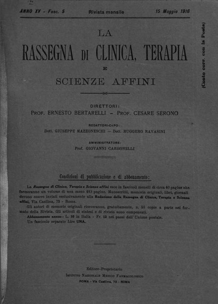 La rassegna di clinica, terapia e scienze affini